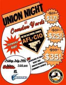 Flyer image for Union Night at Camden Yards