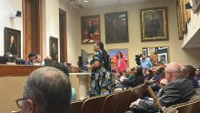 CUB president Antoinette Ryan-Johnson testifies at the Baltimore Board of Estimates meeting